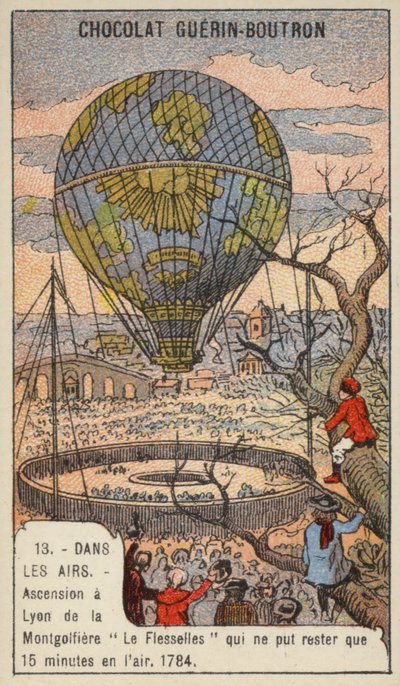 Opstigning af ballonen Le Flesselles, Lyon, Frankrig af French School