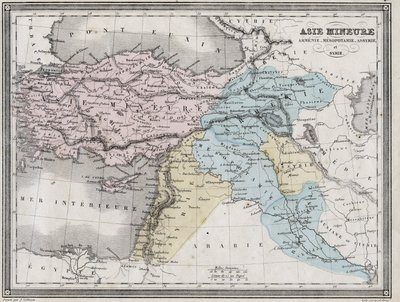 Lilleasien, Armenien, Mesopotamien, Assyrien og Syrien i antikken - Plade udtrukket fra "" Universal Atlas of Ancient and Modern Geography for the Use of Residential Schools"" af Vuillemin - ca. 1845 af French School