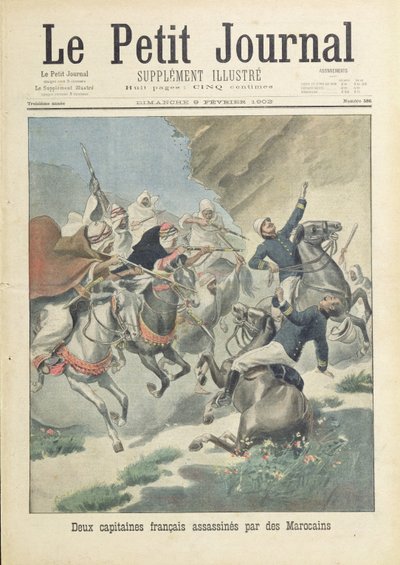 Mord på to franske kaptajner fra Fremmedlegionen af marokkanere fra Beni-Smir-stammen, forsideillustration af 