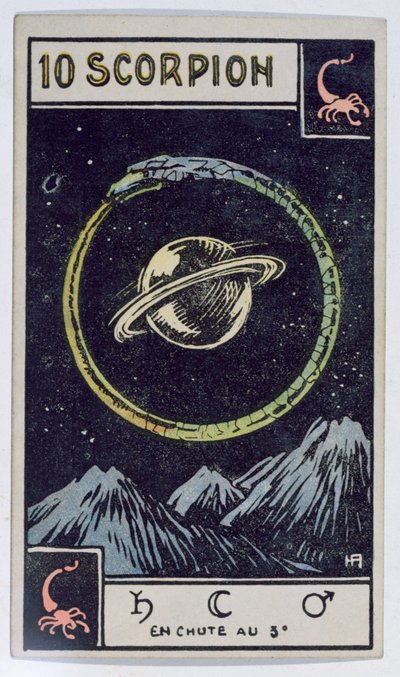 Astrologisk tarotkort, der forestiller Skorpionen af French School