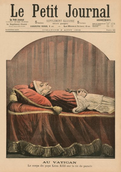 I Vatikanet, pave Leo XIII liggende i stat, forsideillustration fra 