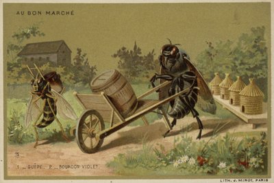 Au Bon Marche-kort med antropomorfe insekter af French School