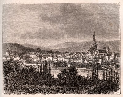 Autun - departement Saone-et-Loire - gravering i "La France illustrée: geografi, historie, statistisk administration" af V.A. Malt-Brown. 1884 af French School