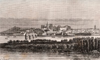 Avignon i Vaucluse - indgravering i "La France illustrée: geografi, historie, statistisk administration" af V.A. Malt-Brown. 1884 af French School