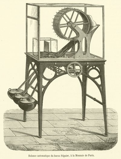 Automatisk balance af Baron Seguier, ved Monnaie de Paris (gravering) af French School