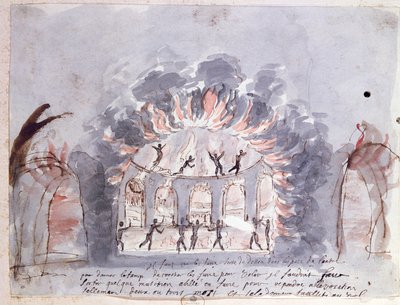 Balletscene, der forestiller furierne, slutningen af det 17. århundrede (wc på papir) af French School