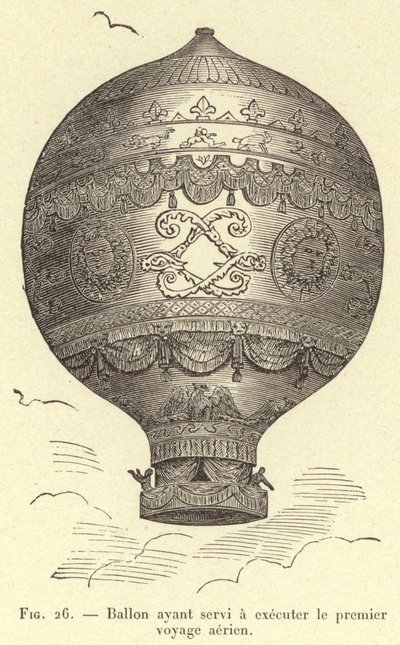 Ballon brugt til at lave den første luftrejse (gravering) af French School