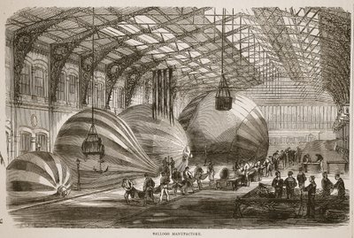 Ballonfabrik, illustration fra Cassells historie om krigen mellem Frankrig og Tyskland, 1870-1871 af French School