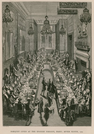 Banket givet på den spanske ambassade, Paris; efter Scotin, 1707 af French School