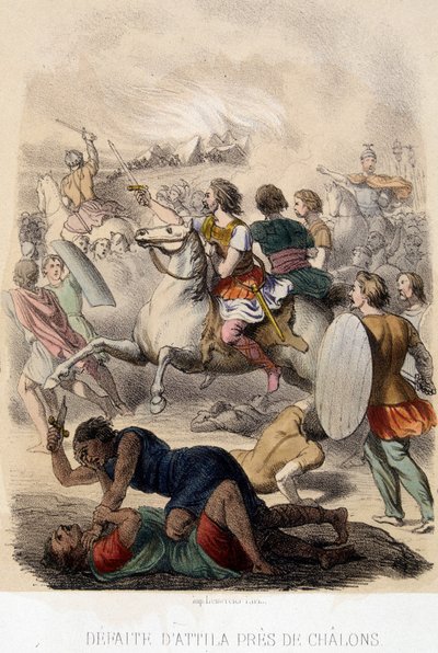 Barbarian Invasions - Attilas nederlag nær Chalons af French School