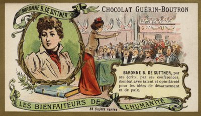 Baronesse Bertha von Suttner, østrigsk romanforfatter og pacifist (chromolitho) af French School