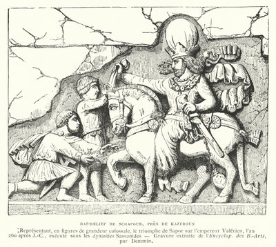 Basrelief nær Kazerun, Iran, skildrer den sasaniske kong Shapur I