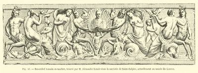 Romersk basrelief i marmor, fundet af M Alexandre Lenoir i sakristiet Saint-Sulpice, i øjeblikket på Louvre-museet af French School