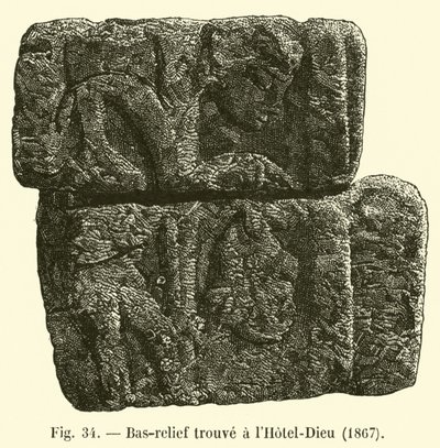 Bas-relief fundet på Hotel-Dieu, 1867 af French School