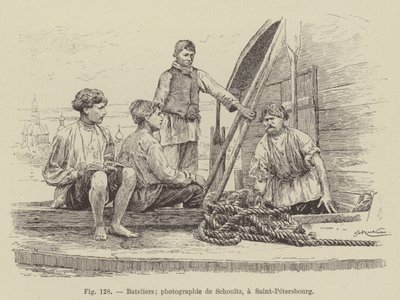 Bateliers (gravering) af French School
