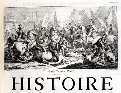 Slaget ved Muret den 12. september 1213 - i "" General History of Languedoc" af Joseph Vaissete, Paris af French School