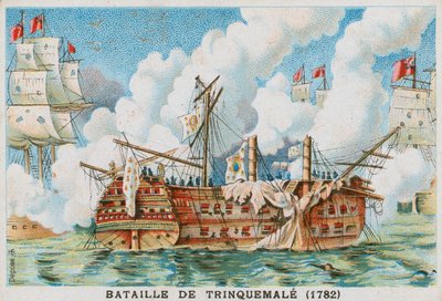 Slaget ved Trincomalee, 1782 af French School