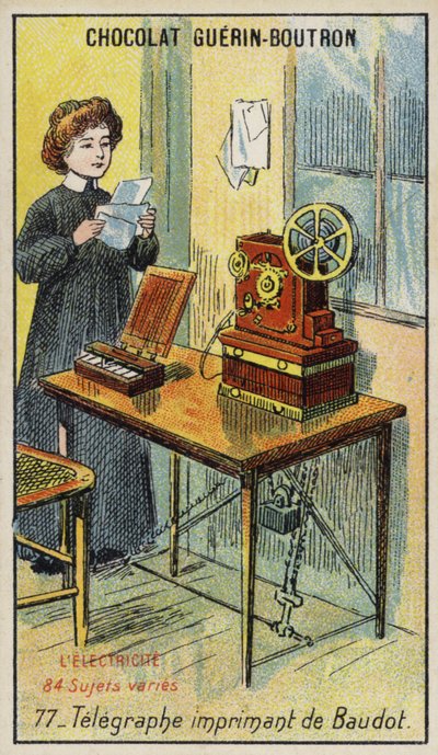 Baudots trykketelegraf (chromolitho) af French School