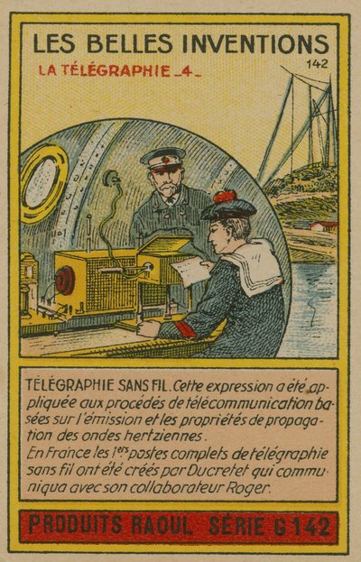 Smukt opfindelseskort, telegrafi af French School