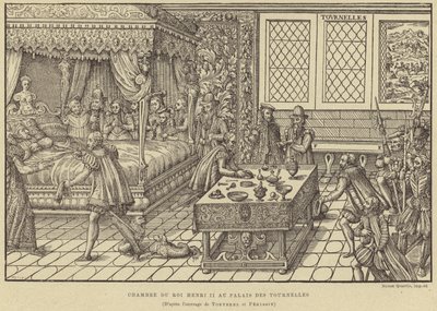 Sengekammer for kong Henrik II af Frankrig, Palais des Tournelles, Paris, 1500-tallet af French School