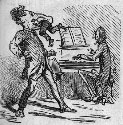 Inden han synger Mr. Offenbachs musik, bliver tenoren Hyacinthe banket for at give lidt lindring til hans hovedtoner. Den franske naturalisere den tyske komponist Jacques Offenbach (1819-1880) spiller klaver og Louis Hyacinthe Duflost, dit Hyacinthe af French School