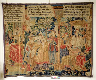 Benigne de Cirey og Susanna Bathing, venstre panel fra historien om Susanna af French School
