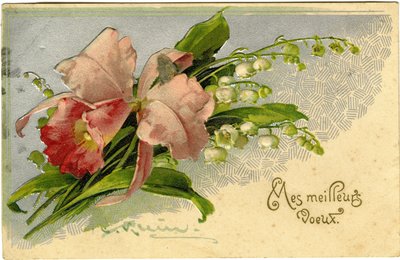 De bedste ønsker om liljekonvaller og blomster. af French School