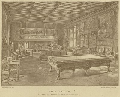 Billardzimmer, Schloss Meillant, nahe Bourges, Frankreich von French School