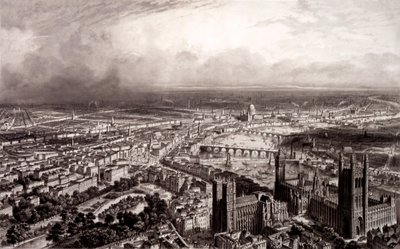 Birds Eye View af London, ca. 1840-55 af French School