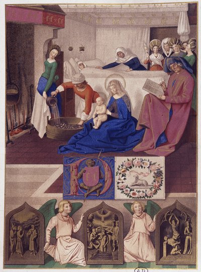 Fødsel af Johannes Døberen (interiør), efter maleri af Frankrig 15. århundrede. af French School