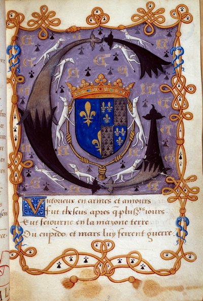 Blazon af Dronning Claude af Frankrig (1499-1524), kone til Francois I. Miniature fra et manuskript fra det 16. århundrede. Chantilly, Conde Museum af French School