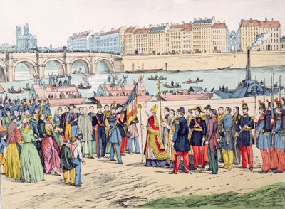 Velsignelse af flagene i Paris før kolonisternes afgang til Algeriet i 1843, 1935 af French School