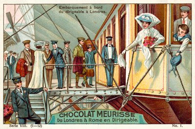 Gå ombord på luftskibet i London (chromolitho) af French School