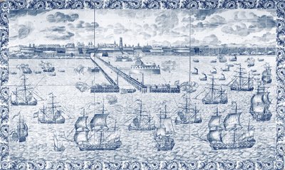 Bombardement af Dunkerque den 11. august 1695 (keramik) af French School