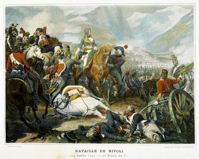 Bonaparte (i midten), efter sin sejr over østrigerne i slaget ved Rivoli (Italien) den 14. januar af French School
