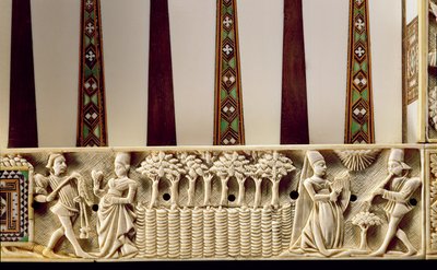 Kant på et backgammonbræt, der forestiller et par elskere, 1415 af French School