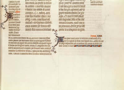 Nederst på en side uden miniature, fra The Bible of Jean de Sy, c.1355 af French School