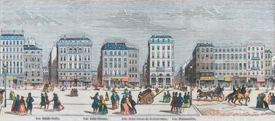 Boulevard Poissonniere - Rue Saint Barbe - Rue Saint Etienne - Rue Notre Dame de Reouvrance - Rue Poissonniere - Indgraveret i "Tableau-de-Paris" af Edmond Texier 1852 af French School