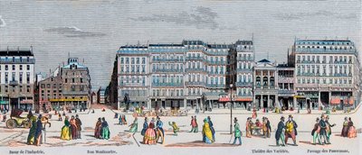 Boulevard Poissonniere og Boulevard Montmartre - industribasar - Rue Montmartre - Theatre des Varietes og passage des Panoramas - Indgravering i "Tableau-de-Paris" af Edmond Texier 1852 af French School