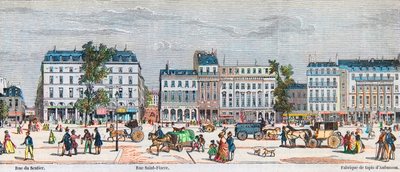 Boulevard Poissonniere sydside - Rue du Sentier - Rue Saint Fiacre - Indgravering i "Tableau-de-Paris" af Edmond Texier 1852 af French School