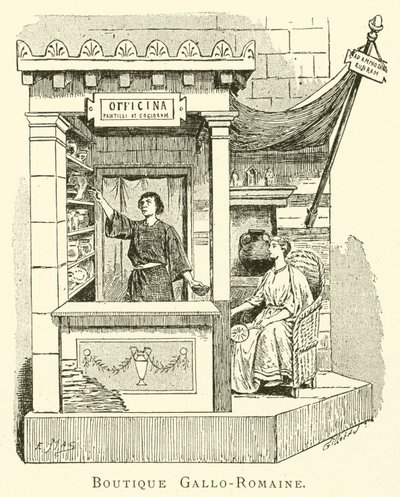 Boutique Gallo-Romaine (gravering) af French School