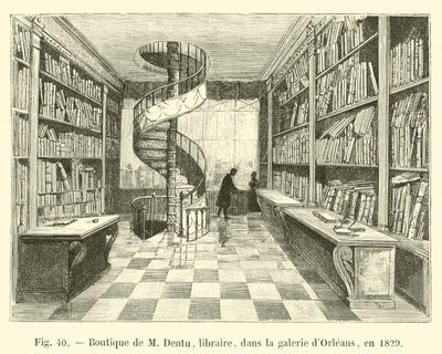 Butik af M Dentu, boghandler, i Orleans galleri, i 1829 af French School