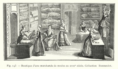 Butik af en modehandler i det 18. århundrede, Bonnardot Collection (gravering) af French School
