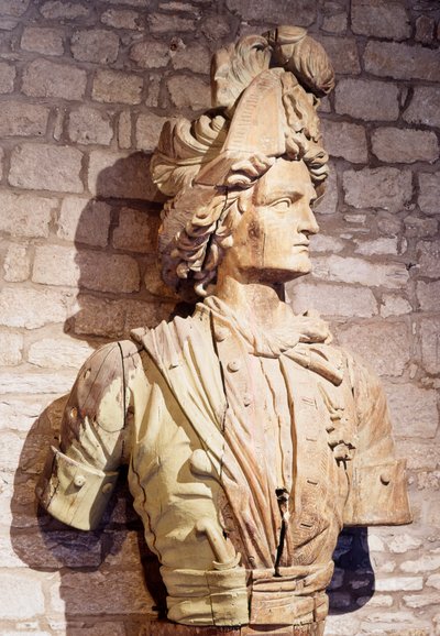 Sløjfefigur: buste af fransk kapper. Saint Malo fra det 17. århundrede, bymuseum af French School