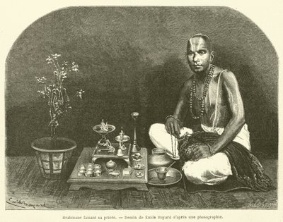 Brahman beder (gravering) af French School