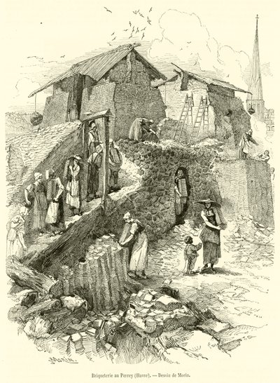 Teglværk i Perrey, Havre (gravering) af French School