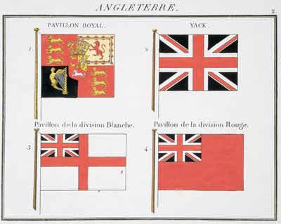 British Maritime Flags, fra en fransk bog med flag, ca. 1819 af French School