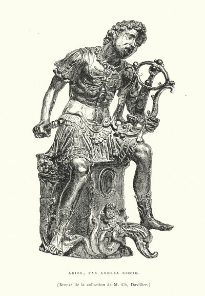 Bronzefigur af den antikke græske digter Arion, af den italienske renæssanceskulptør Andrea Riccio, slutningen af det 15. eller begyndelsen af det 16. århundrede (gravering) af French School