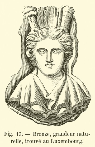 Bronze, naturlig størrelse, fundet i Luxembourg (gravering) af French School