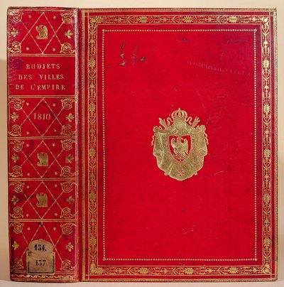 Budgetter for byer i det franske imperium, bundet med Napoleon Bonapartes våbenskjold (1769-1821) 1810 (rødt marokkansk læder og guld) (se også 165117) af French School